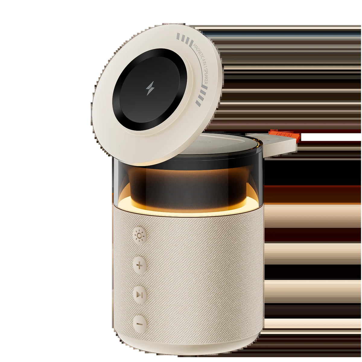 5-In-1 Magnetic Wireless Charging Station with Wireless Speaker Night Light Fast Charger for Iphone Iwatch Airpods with Speaker